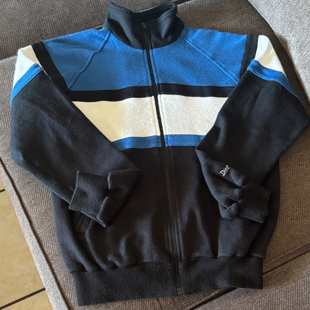 Christian Dior Men's Vintage Monsieur Zip-Up Sweater Jacket Dior Black and Blue